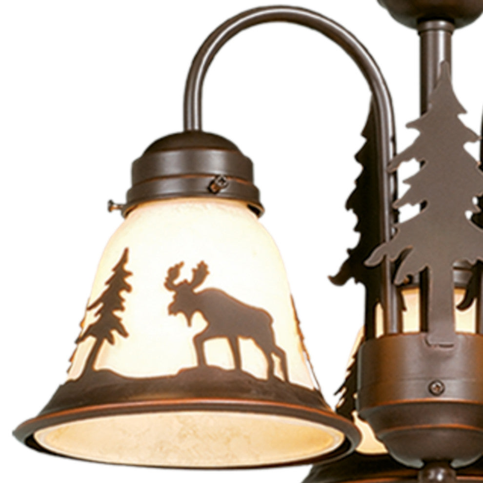 Yellowstone 3-Light LED Moose Fan Kit or Chandelier, Dual Mount Burnished Bronze