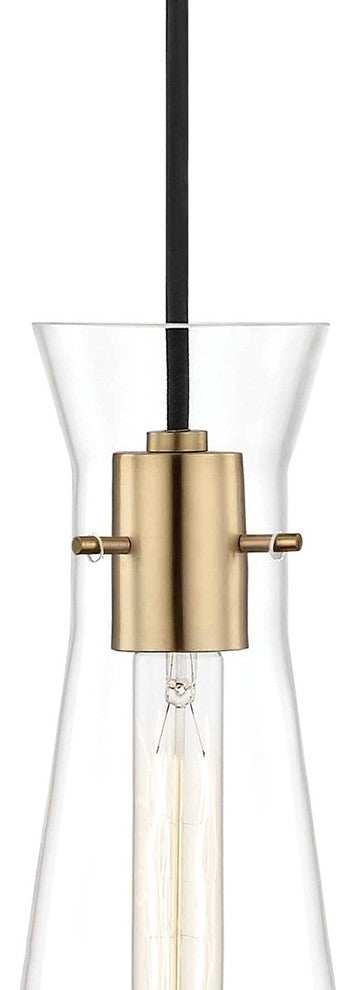Anya Pendant, Clear Glass, Finish: Aged Brass