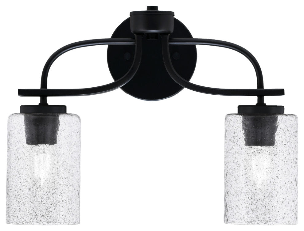 Cavella 2 Light Bath Bar In Matte Black Finish, 4" Smoke Bubble Glass