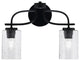 Cavella 2 Light Bath Bar In Matte Black Finish, 4" Smoke Bubble Glass