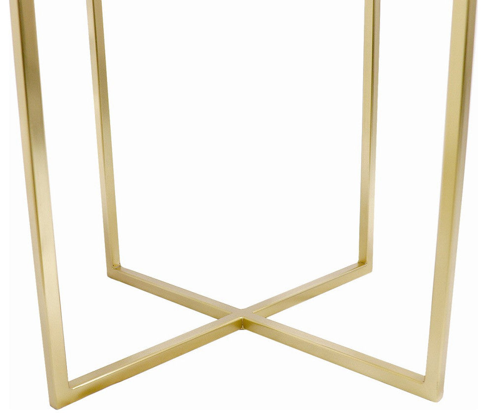 Pasargad Home Perama Marble and Stainless Steel Side Table