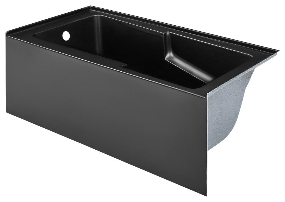 Voltaire Acrylic Alcove Integral Armrest Bathtub with Apron, Matte Black, 60"x32