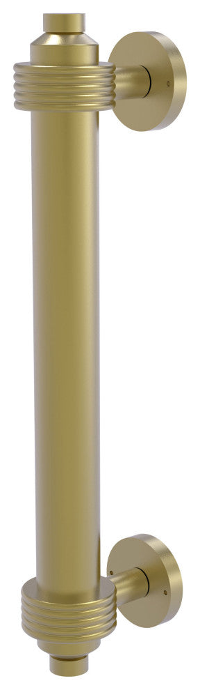 8" Door Pull With Groovy Accents, Satin Brass