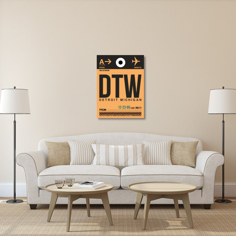 "DTW Detroit  Luggage Tag 1" Fine Art Print