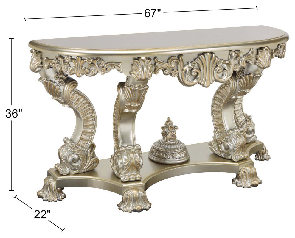 Traditional Sofa Table, Antique Gold