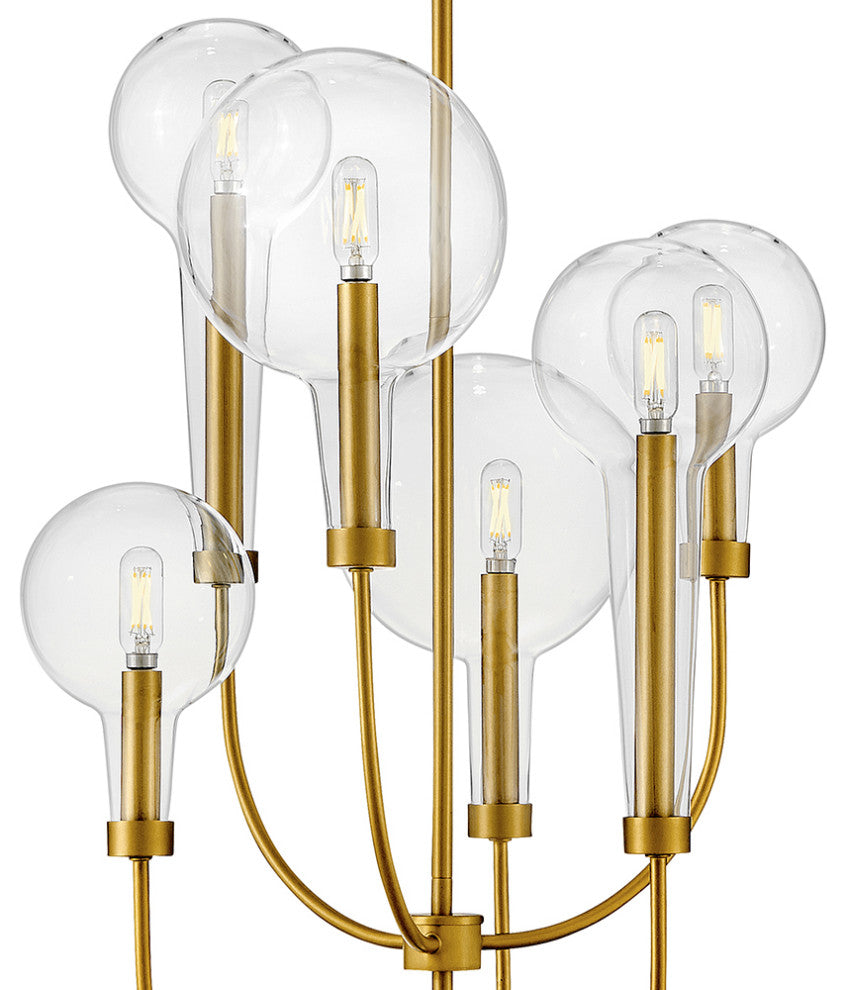 Hinkley 27.75" Alchemy Multi-Tier 6- Light Chandelier, Lacquered Brass
