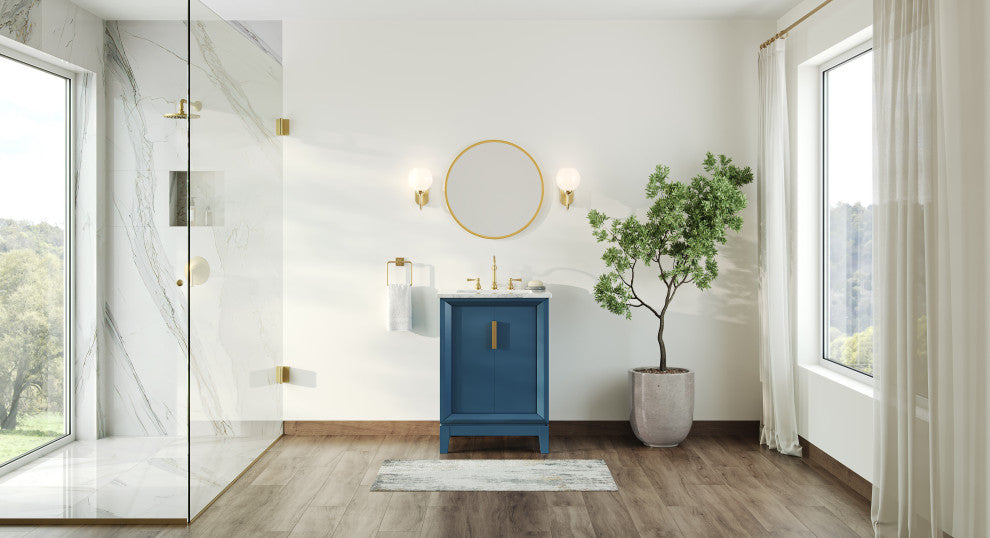The Ezra Bathroom Vanity, Monarch Blue, 24", Single Sink, Freestanding