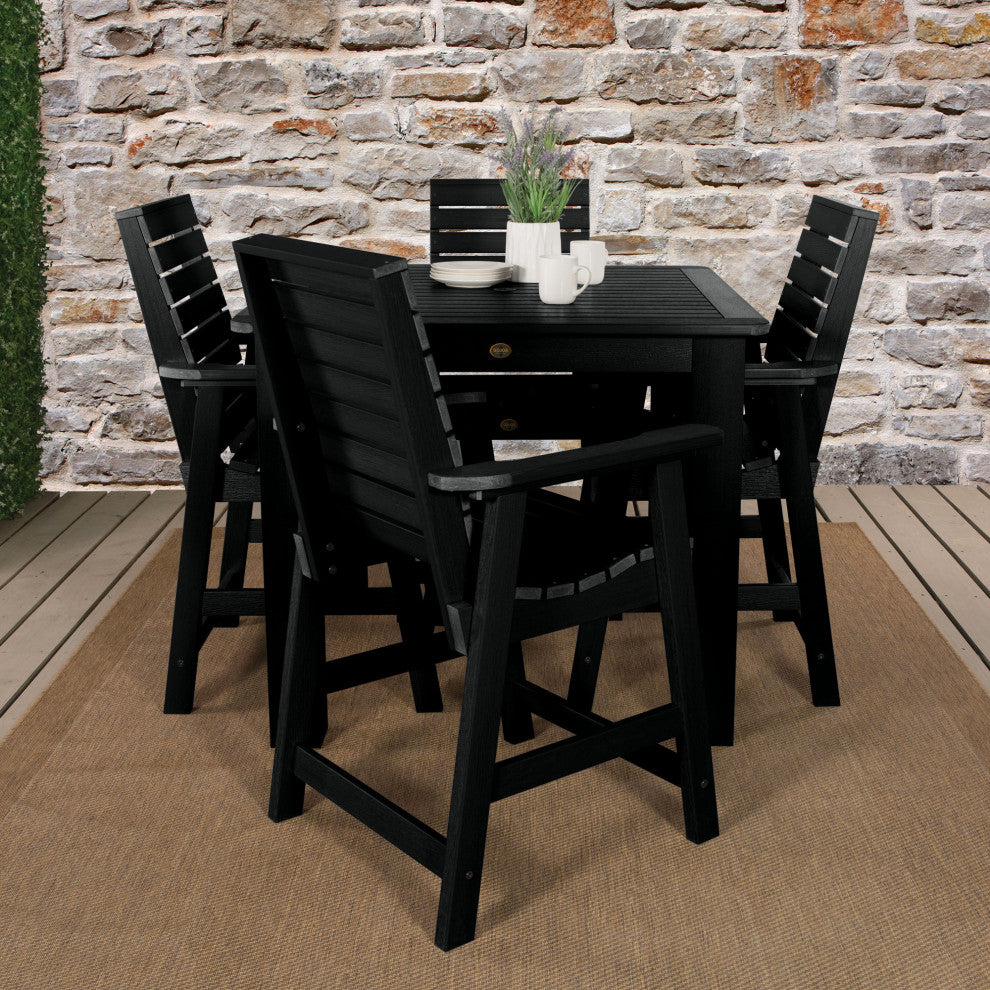 Glennville 5-Piece Square Counter Dining Set, Weathered Acorn, Black