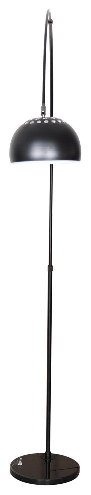 Leisuremod Arco Floor Lamp With Black Marble Base and Metal Lamp Shade, Black