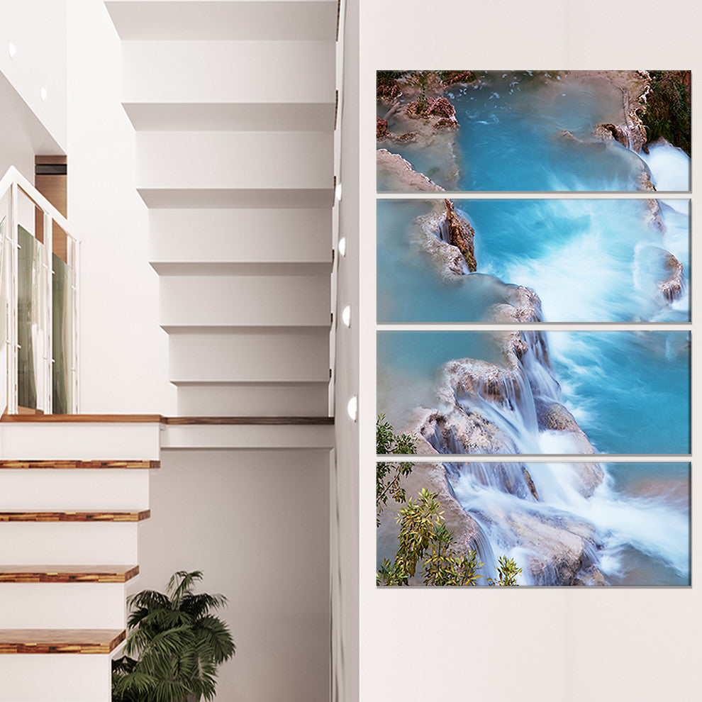 Stunning Aerial View of Havasu River, Landscape Canvas Art, 28"x48", 4 Panels