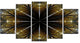 Symmetrical Gold Fractal Flower, Abstract Canvas Art Print, 60"x32", 5 Panels