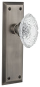 New York Plate Single Dummy Crystal Victorian Knob, Antique Pewter, NYKCVI