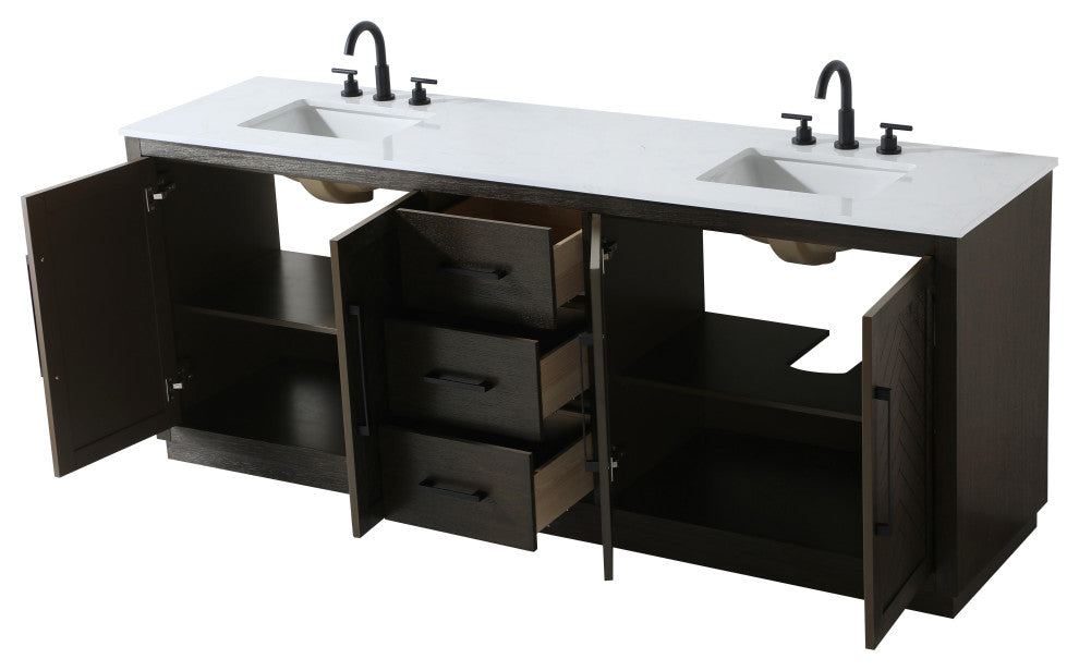 Home Living 84" Double Bathroom Vanity, Chocolate Oak