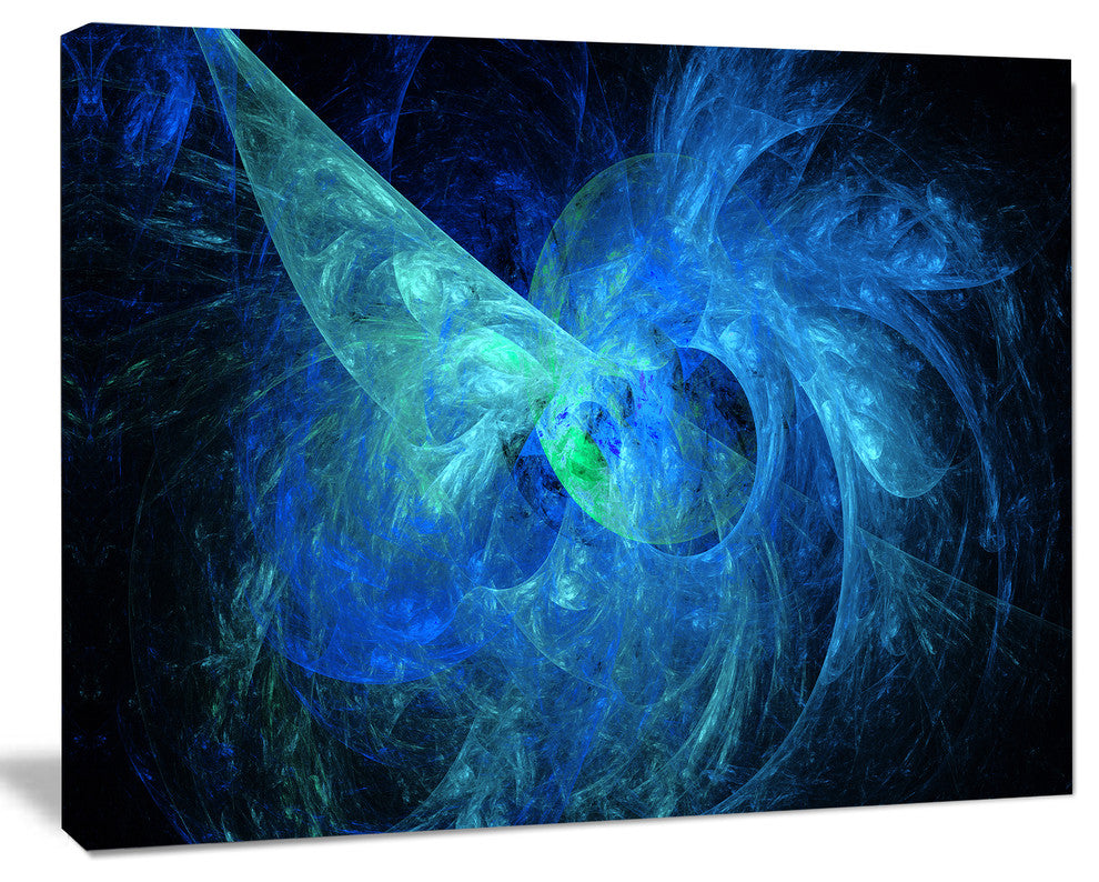 Blue on Dark Fractal Illustration, Abstract Canvas Art Print, 60x40