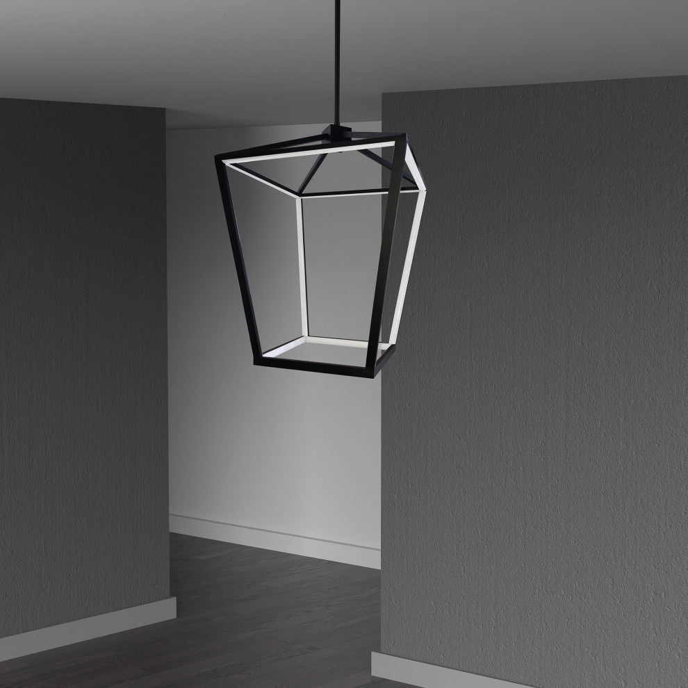 46W Pendant, Matte Black With White Acrylic Diffuser