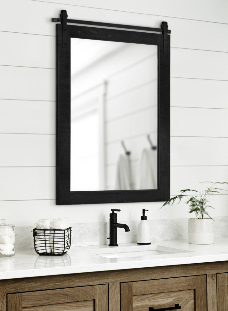 Cates Rustic Wall Mirror, Black 24x38