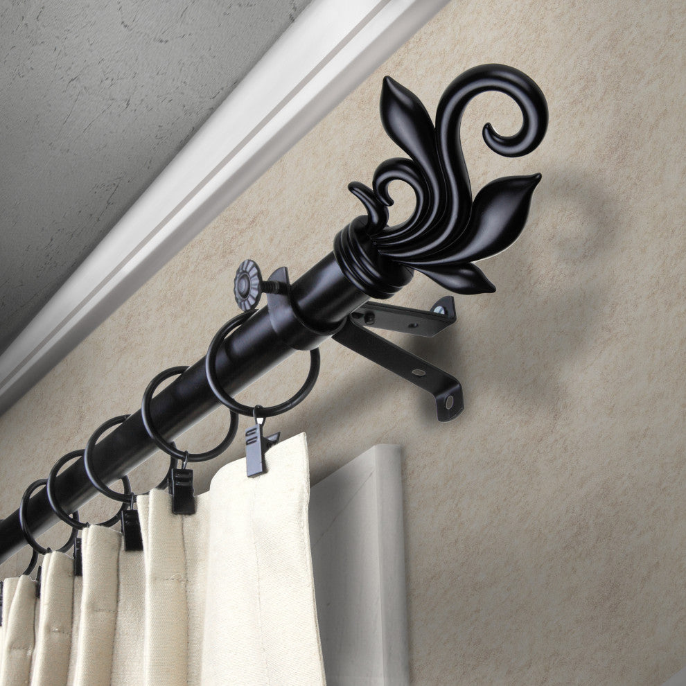 Giles 13/16 inch dia. Curtain Rod, Black, 48"-84"