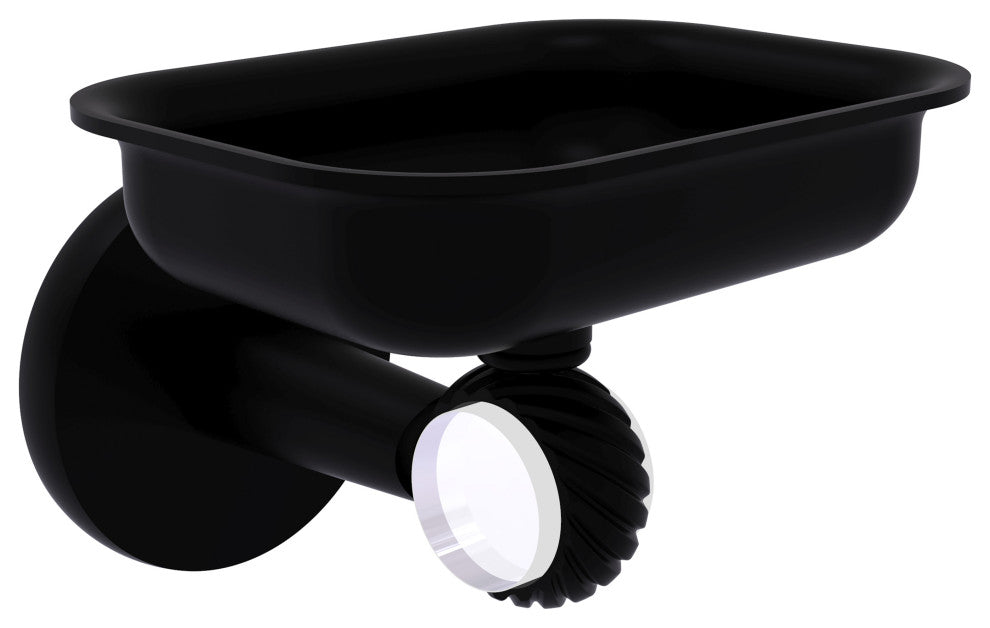 Clearview Wall Mounted Soap Dish Holder with Twisted Accents, Matte Black