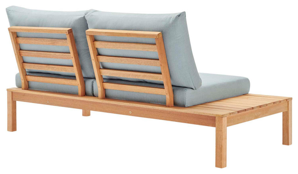 Freeport Karri Wood Outdoor Patio Loveseat with Left-Facing Side End Table