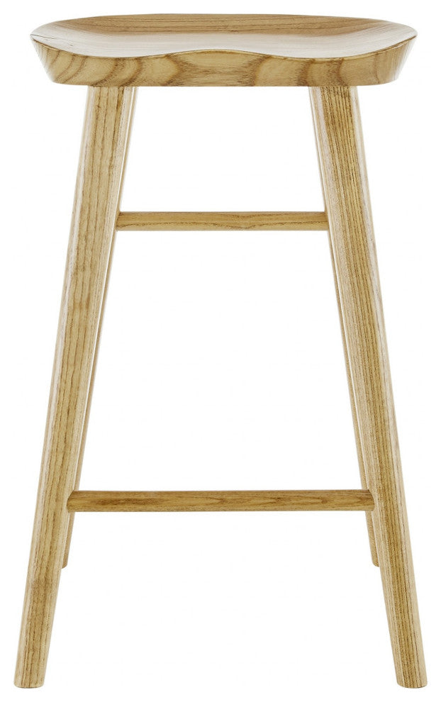 26" Light Natural Brown Solid Wood Counter Stool