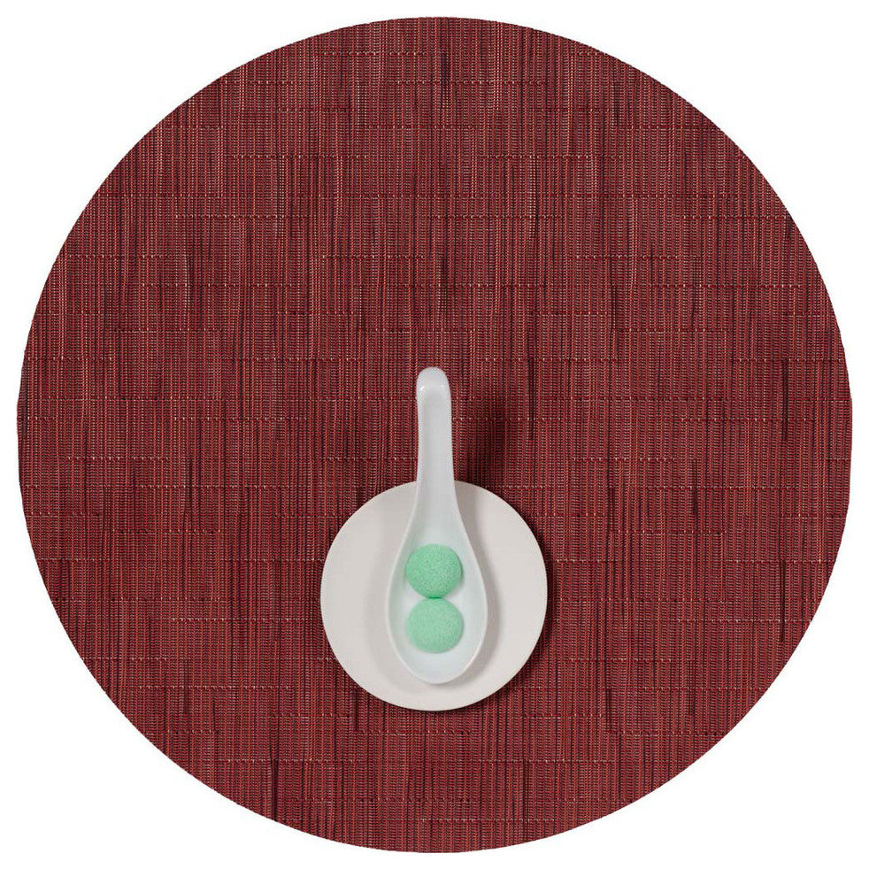 Bamboo Table Mat Round, Cranberry