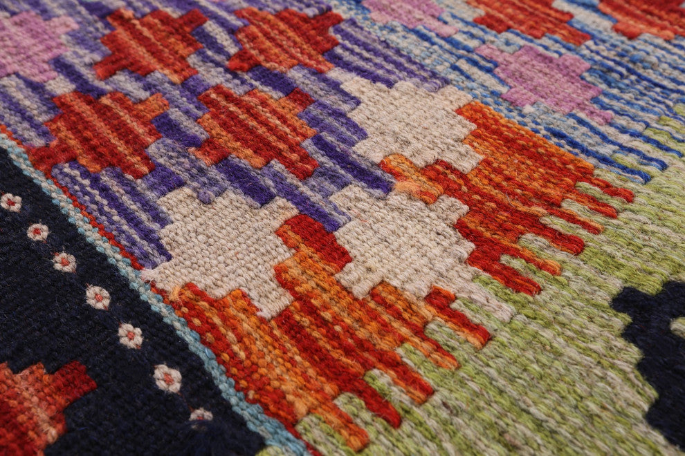 4' 3" X 6' 0" Reversible Flat Weave Kilim Wool On Wool Rug Q9488