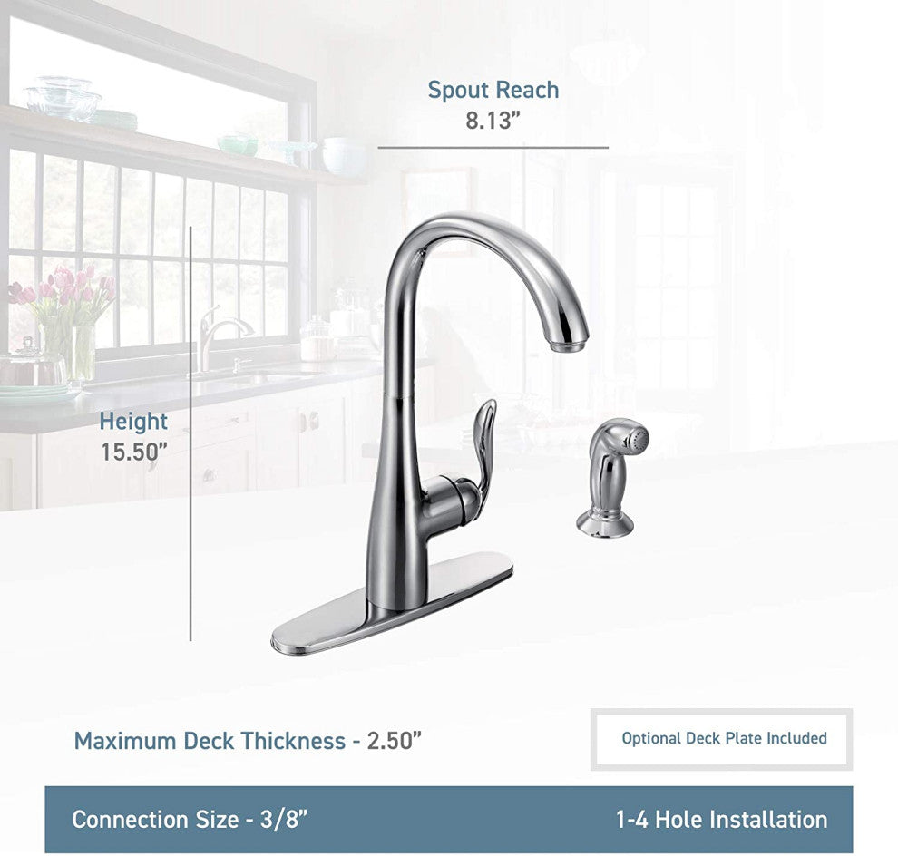 Spot-Resist Stainless High-Arc Kitchen Faucet with Side Spray and Single Handle