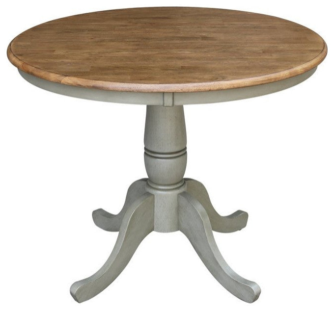 36" Round Wood Distressed Hickory/Stone Table-Dining Height