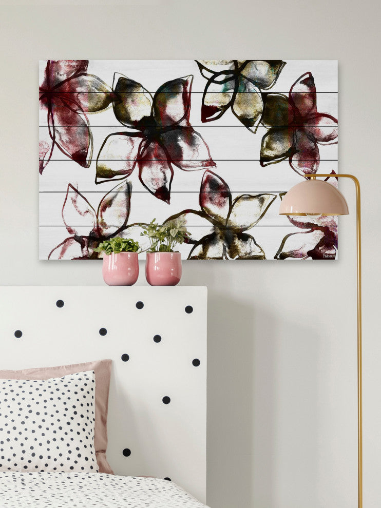 "A Floral Pattern" Print on White Wood, 45"x30"