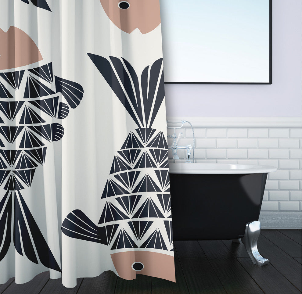 Big Fish Mauve 70" w x 73" h Shower Curtain