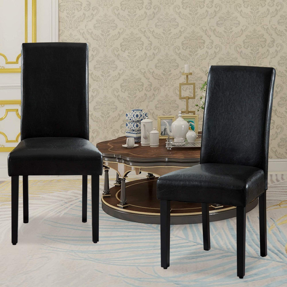 Rochefort Synthetic Leather Armless Set of 2-Pieces Dining Room Accent Chair, Bl