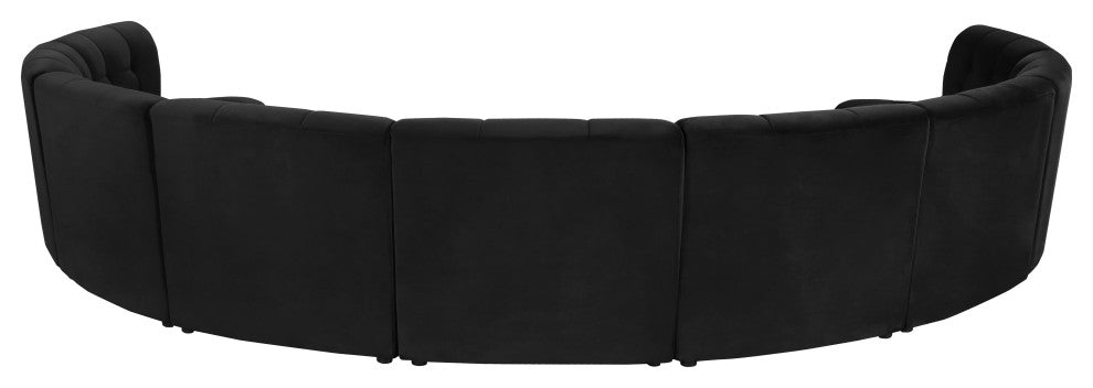Limitless Velvet Upholstered 9-Piece Modular Sectional, Black