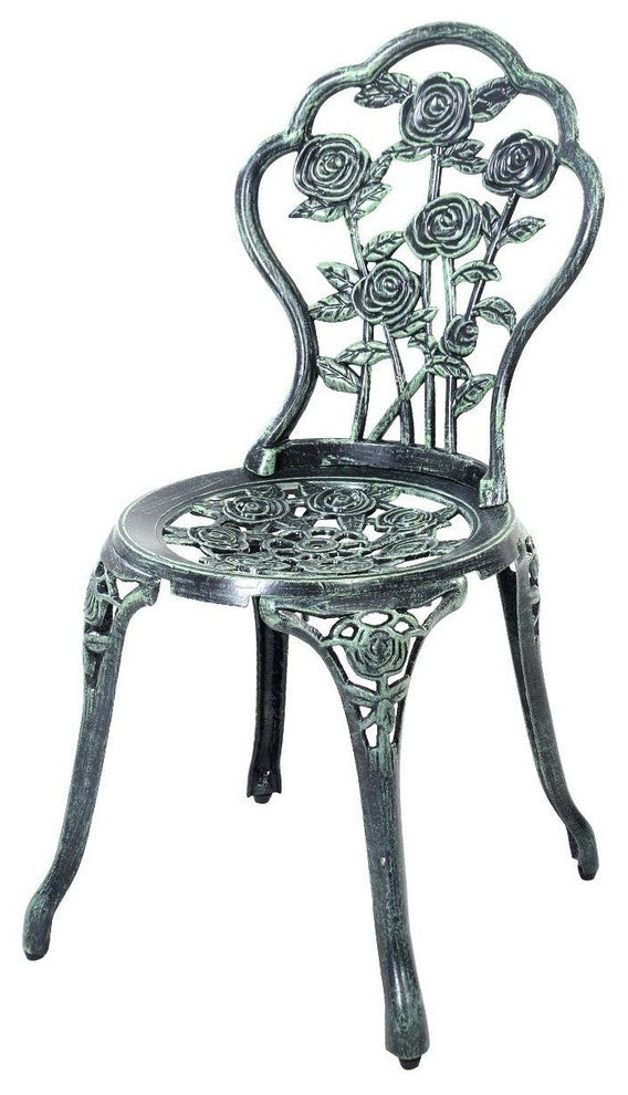 3-Piece Bistro Set, Garden Round Table and Chairs, Rose Design