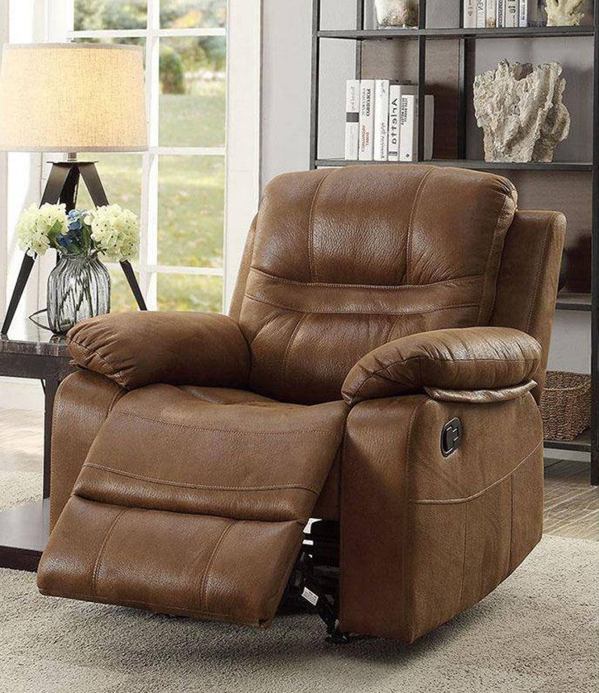 Breathable Leathrette Rocker Recliner, Dark Brown