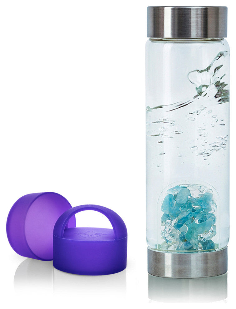 Water Bottle, VitaJuwel ViA Gemwater Bottle, Purple Loop Caps, Inner Purity