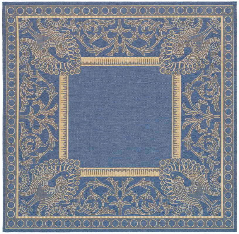 Safavieh Courtyard Cy2965-3103 Blue, Natural Area Rug, 7'x7' Square