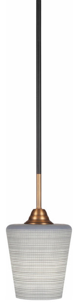 Paramount 1-Light Mini Pendant, Matte Black & Brass, 6" Gray Matrix Glass