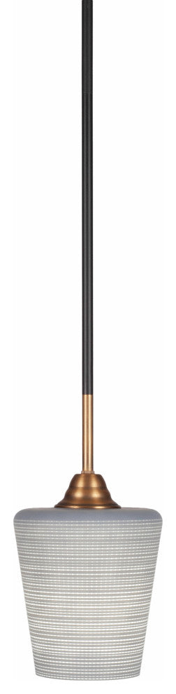 Paramount 1-Light Mini Pendant, Matte Black & Brass, 6" Gray Matrix Glass
