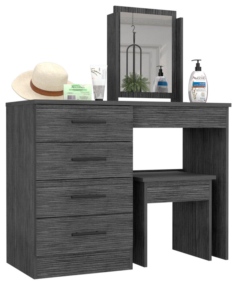 DEPOT E-SHOP Rose Makeup Dressing Table, Smokey Oak