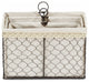 3-Piece Set Brown Linen Fabric and Line Metal Organizers