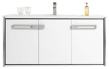 Oakville Wall Mount Bathroom Vanity, White Matte, 48", Chrome Hardware