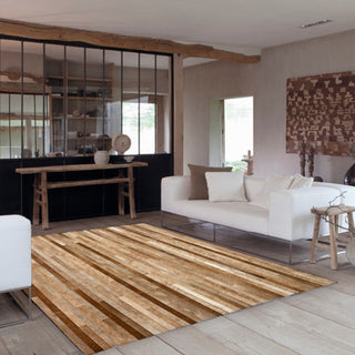 Cowhide Patchwork Rug, Poseidon, Shiitake, 6' X 9'