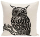 Hootie Animal Print Pillow, Off White - Black, 26"x26"