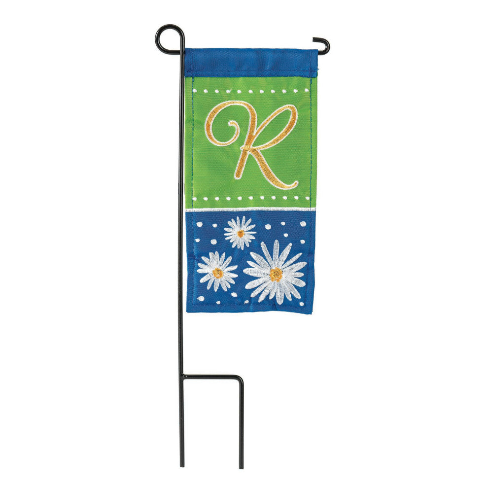 Flag  Double Applique  Daisy Monogram R Burlap  Mini