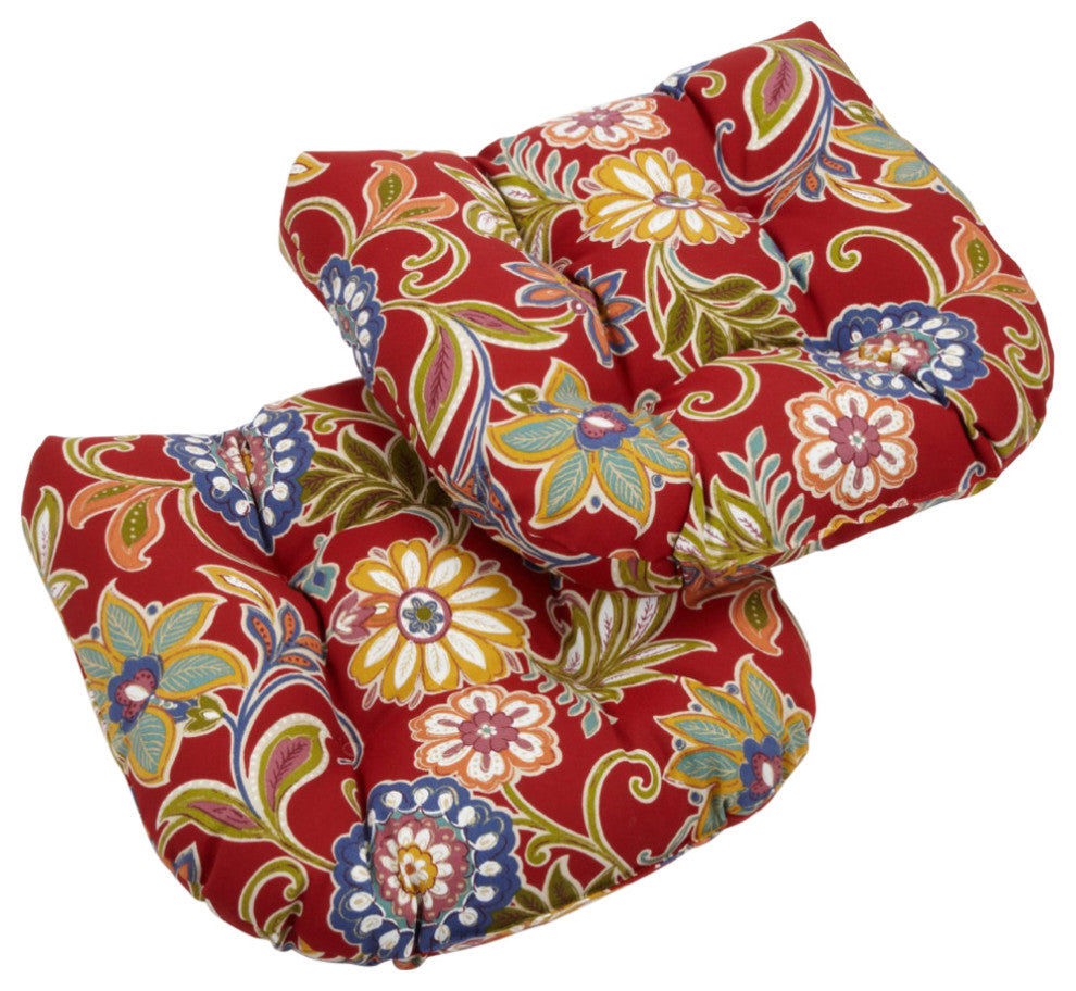 19" U-Shaped Outdoor Tufted Dining Chair Cushion, Set of 2, Alenia Pompeii