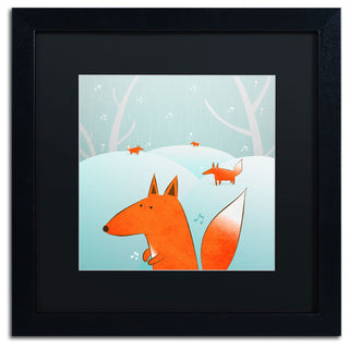 'Winter Foxes' Matted Framed Canvas Art by Carla Martell