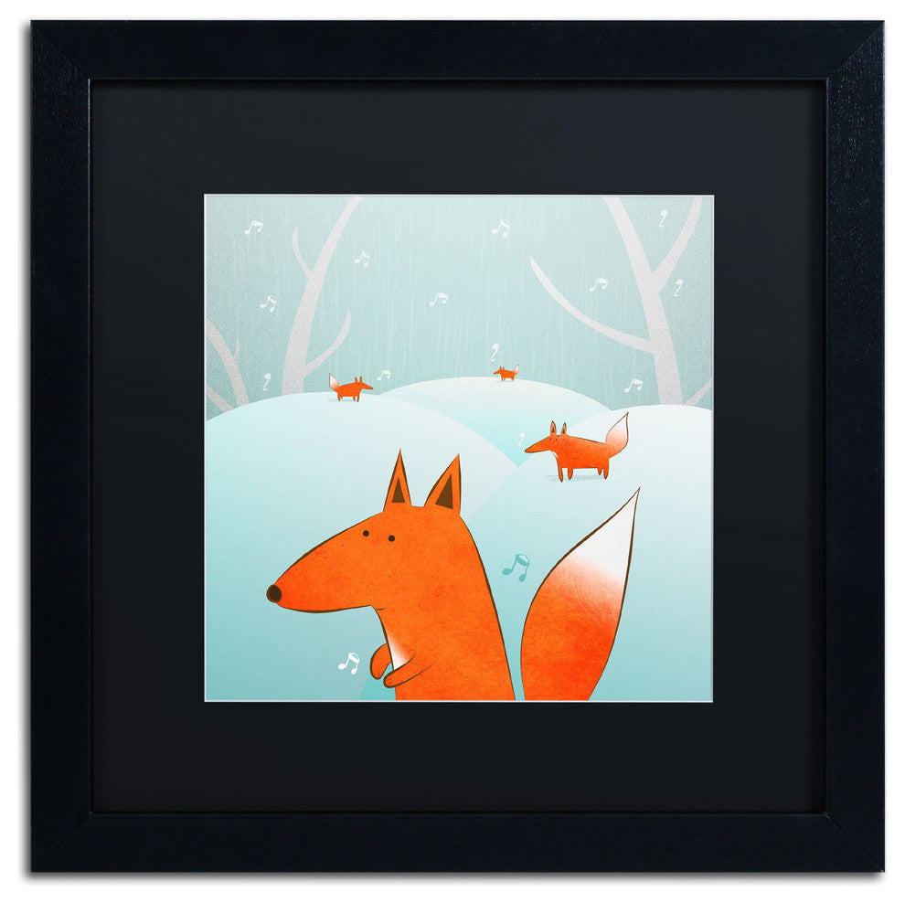 'Winter Foxes' Matted Framed Canvas Art by Carla Martell