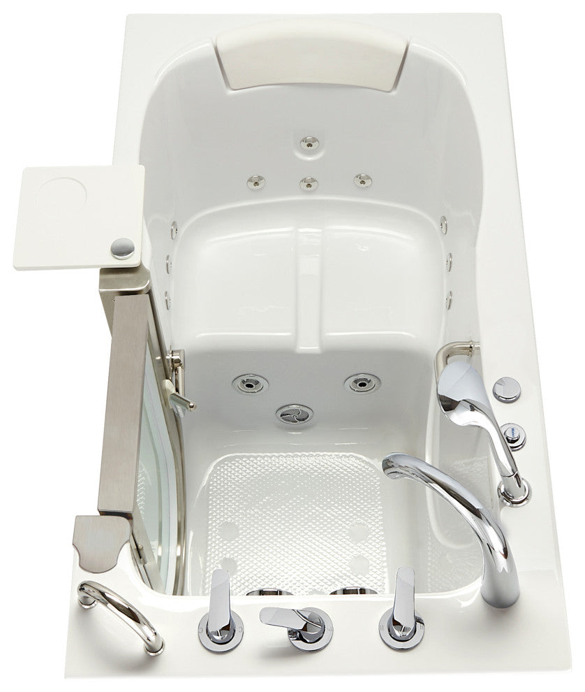 Ella Royal 32"x52" Acrylic Massage Walk-In Bathtub Inward Swing Door, Dual Drain