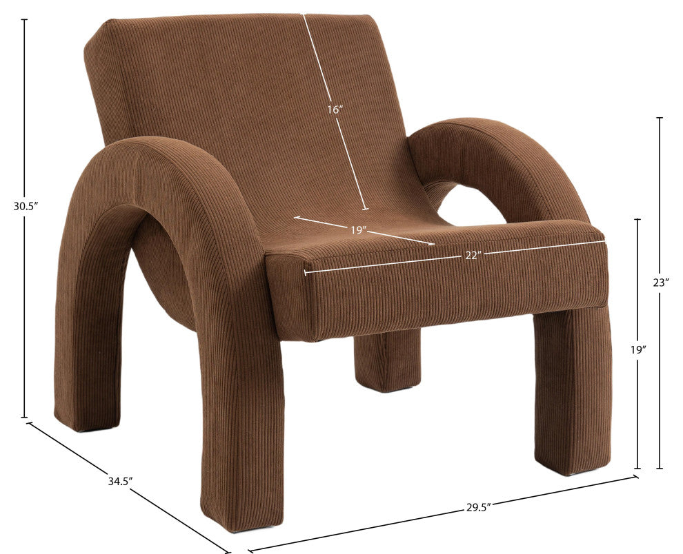 Corduroy Fabric Upholstered Accent Chair, Brown