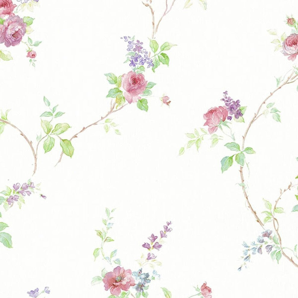 Silk Impressions 2, Contemporary Floral Cream, Rose Wallpaper Roll